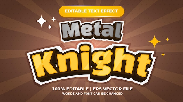 Título de juegos de cómic de efecto de texto editable de metal knight