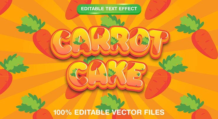 Vector título de los juegos de cómics de efecto de texto editable carrot cake