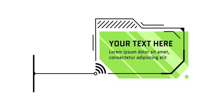 Título de llamada verde de estilo futurista de HUD. Infografía barra de cuadro de llamada y plantilla de diseño de marco de ciencia ficción de información digital moderna. Interfaz UI y elemento de cuadro de texto GUI. Ilustración vectorial