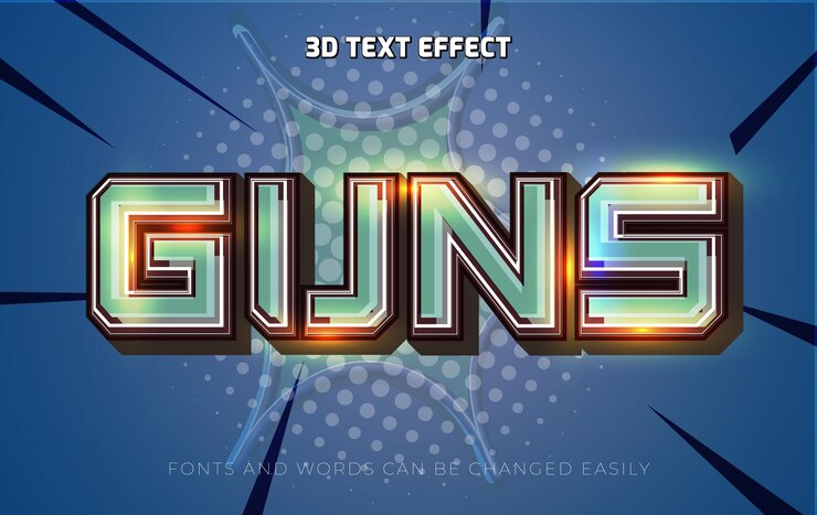 Vector título de luces de armas estilo de efecto de texto editable en 3d