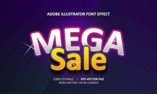 Título de mega venta de efecto de texto editable