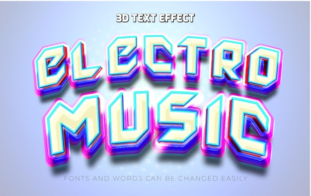 Título de música eléctrica estilo de efecto de texto editable en 3D
