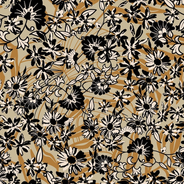 Título original: Flores y hojas silvestres dibujadas a mano con fondo sin costuras