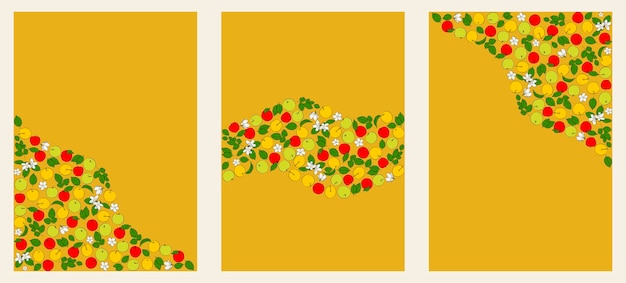 Vector título con patrón ondulado con manzanas opciones de tres páginas gráficos vectoriales