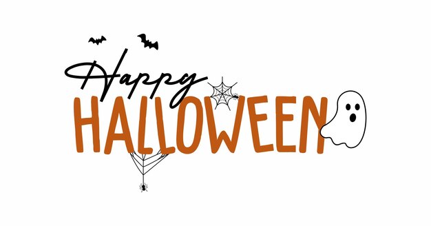 Título de texto de letras de feliz Halloween con fantasma