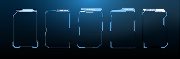 Títulos de llamadas digitales. Conjunto de plantillas, banners modernos de tercio inferior para presentación. Conjunto de elementos de pantalla de interfaz de usuario de marco futurista HUD, UI, GUI. Establecer con comunicación de llamadas.
