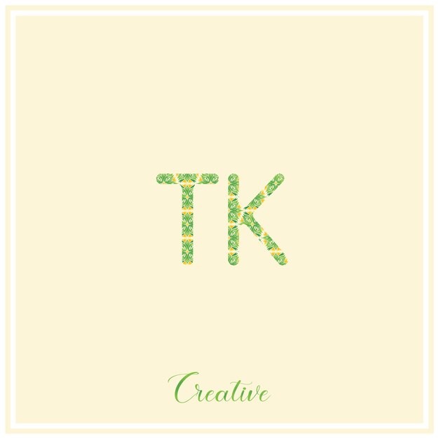 TK Logo verde natural posterior Diseño del logotipo Ilustración vectorial Logotipo creativo Logotipo mínimo Monograma