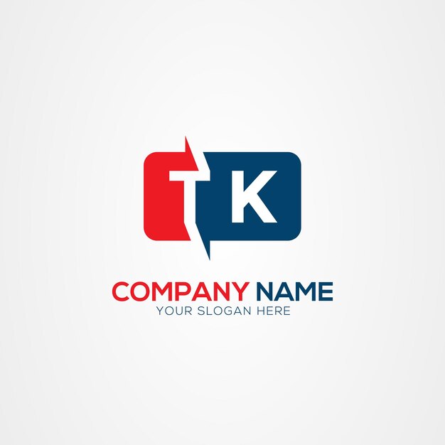TK o KT Creative Modern Letters Elemento de diseño del logotipo