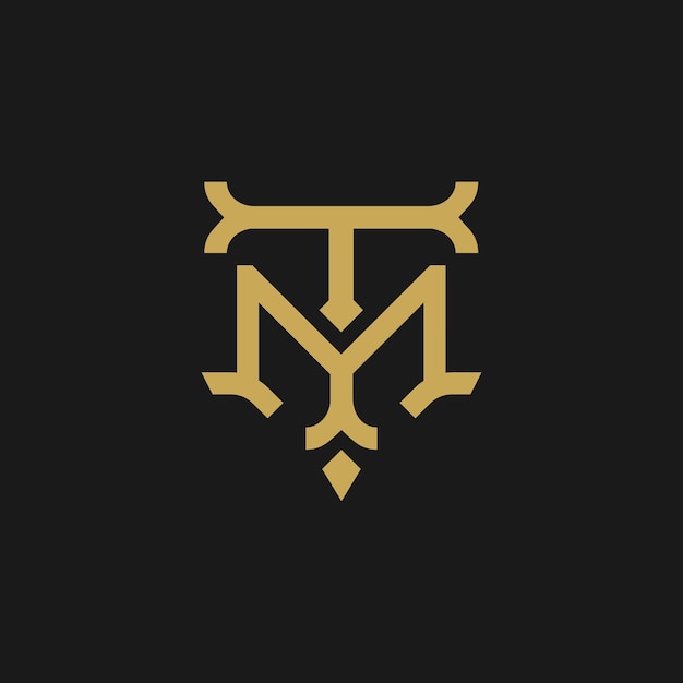 TM T M MT logotipo letra logotipo icono fuente monograma elegante clásico estilo vintage letra dorada