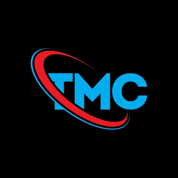 Vector tmc logotipo tmc letra tmc letra diseño de logotipo iniciales tmc logo vinculado con círculo y mayúscula monograma logotipo tcm tipografía para negocios de tecnología y marca inmobiliaria