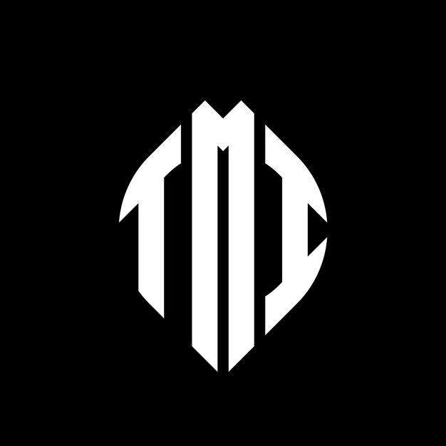 TMI diseño de logotipo de letra de círculo con forma de círculo y elipse TMI letras de elipse con estilo tipográfico Las tres iniciales forman un logotipo de círculo TMI círculo emblema monograma abstracto letra marca vector