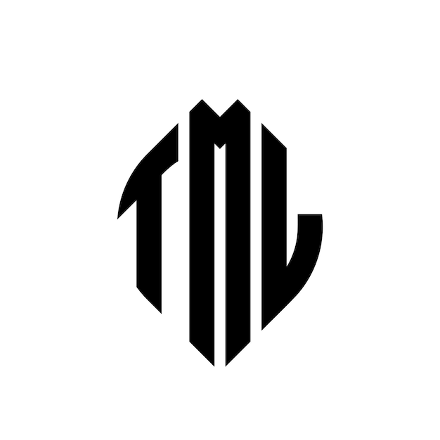 TML diseño de logotipo de letra de círculo con forma de círculo y elipse TML letras de elipse con estilo tipográfico Las tres iniciales forman un logotipo de círculo TML círculo emblema monograma abstracto letra marca vector