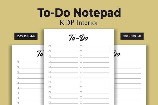 Vector to - do notepad kdp interior - diseños de paquetes de interiores kdp