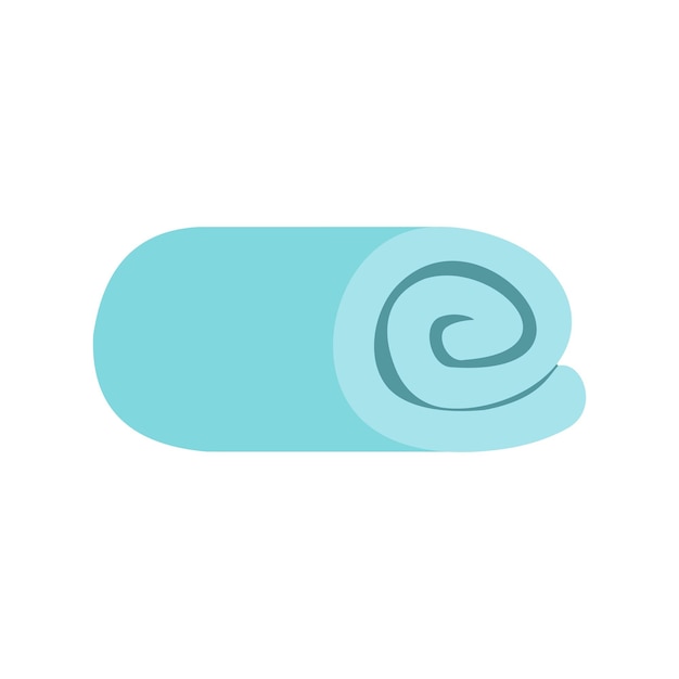 Toalla azul enrollada icono plano aislado sobre fondo blanco