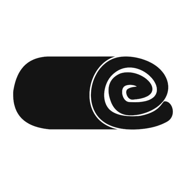 Toalla enrollada icono simple negro aislado sobre fondo blanco