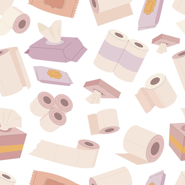Toallas de papel patrón higiene de la cocina dibujos animados blanco baño baño papel servilletas vector dibujos caricaturizados se