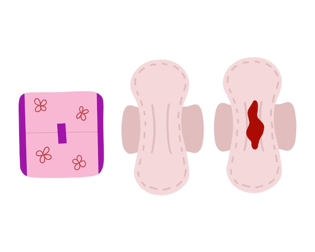 Toallas sanitarias para mujeres Período menstrual para mujeres Ilustración dibujada a mano