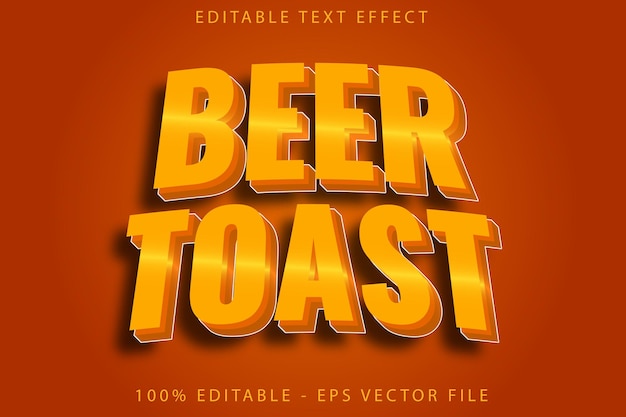 Toast de cerveza Efecto de texto editable Estilo de dibujos animados