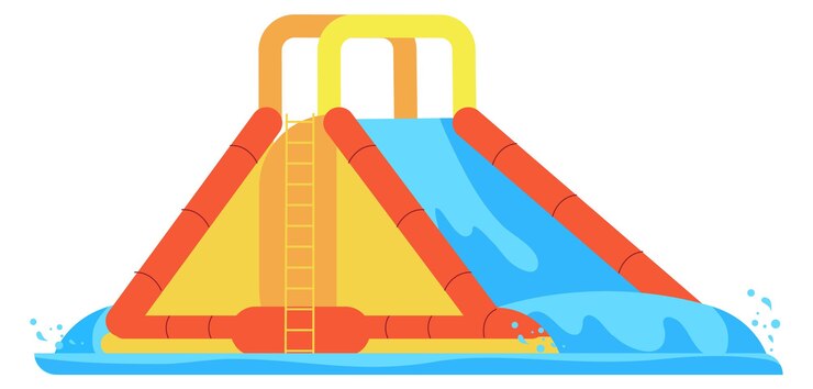 Vector tobogán de agua atracción de parque acuático diversión de playa