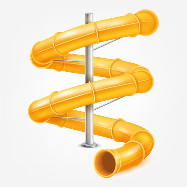 Vector tobogán de agua realista 3d tubería espiral construcción de parque acuático tobogán de agua en piscina parque acuático splashpark túnel giratorio para tubo de montar tubería de tornillo
