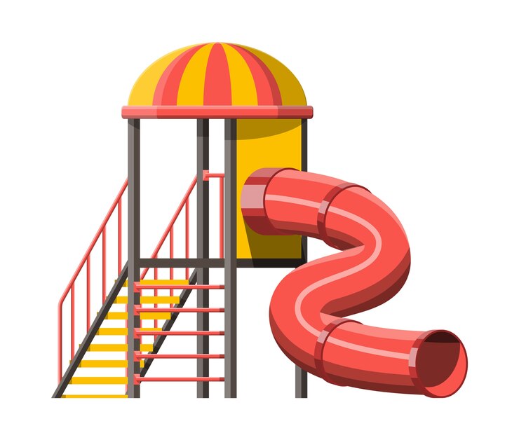 Vector tobogán para niños con escalera y techo aislado en blanco