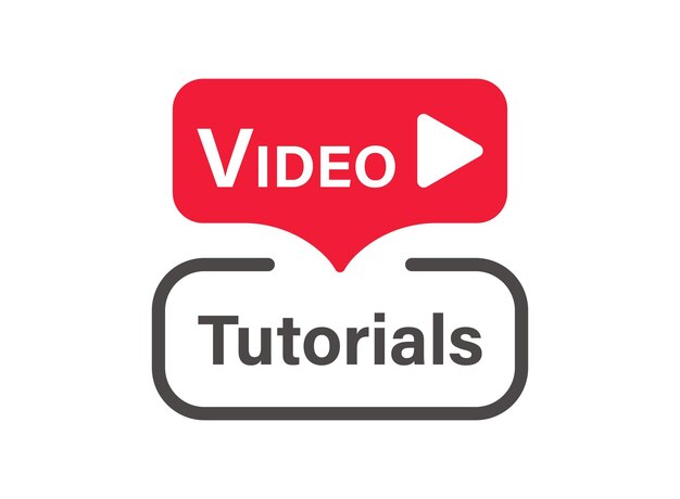 Toca el icono de los tutoriales de video en estilo plano Ilustración vectorial de software educativo en un fondo aislado Concepto de negocio de carteles de capacitación de webinar