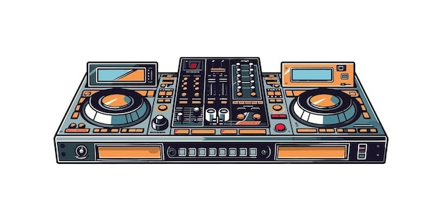 Vector tocadiscos dj dibujos animados planos aislados sobre fondo blanco ilustración vectorial