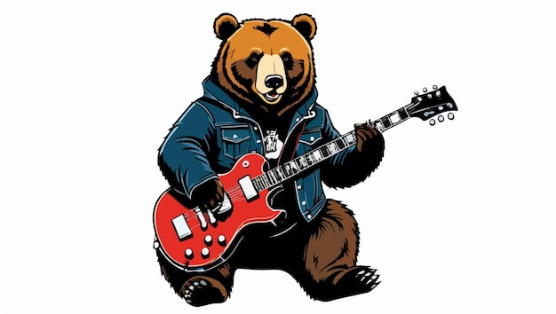 Tocando la guitarra Vector Bear