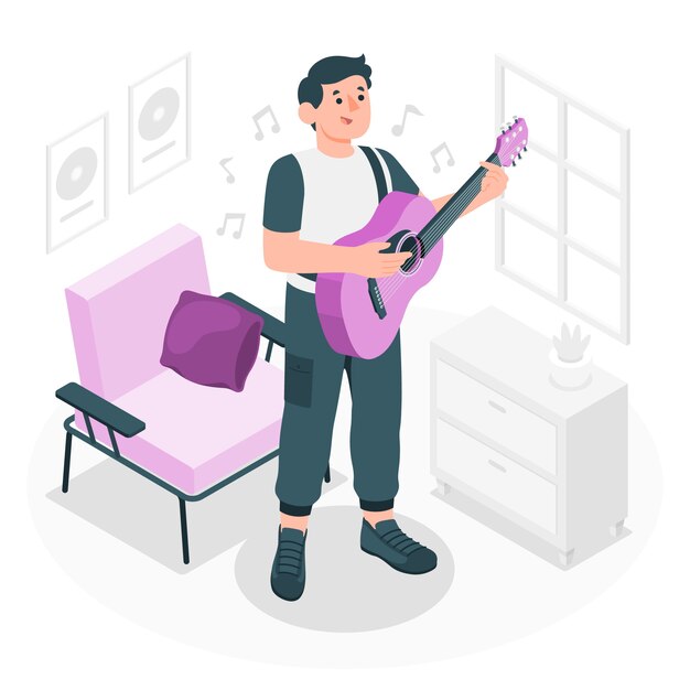 Tocando la ilustración del concepto de guitarra