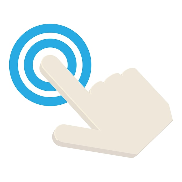 Tocar el icono del cursor Ilustración de dibujos animados de tocar el icono de vector del cursor para web