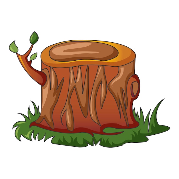 Vector tocón de árbol con nuevo icono de rama caricatura de tocón de árbol con nuevo icono de vector de rama para diseño web aislado sobre fondo blanco