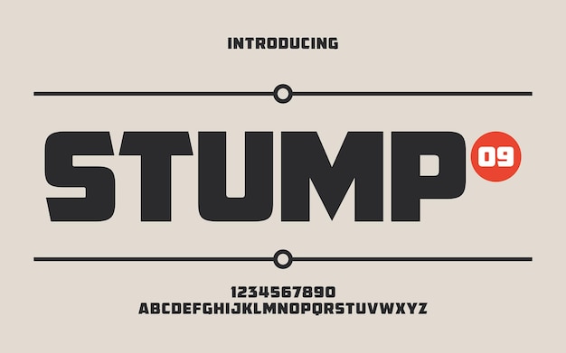Tocón Tipografía de fuente de alfabeto abstracto moderno Fuente futurista de moda creativa y con números