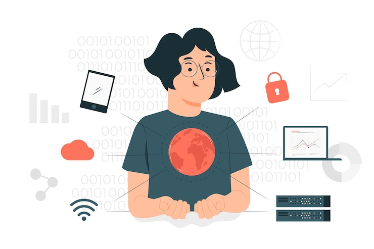 Vector toda la ilustración del concepto de datos