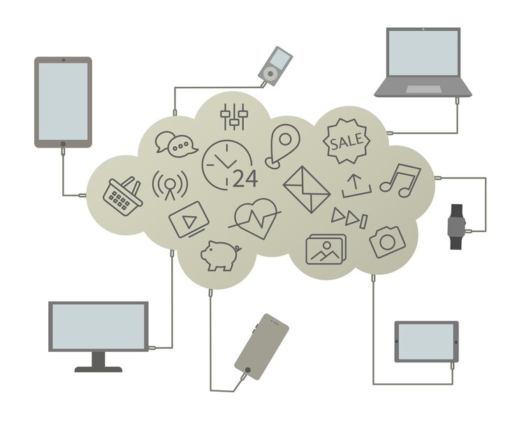 Vector toda la vida está en línea usando aparatos en casa iconos de la modernidad conjunto de iconos vectoriales