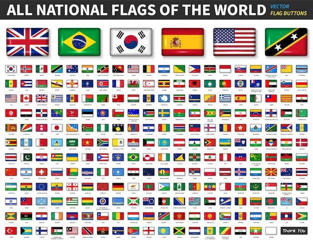 Vector todas las banderas nacionales del mundo.