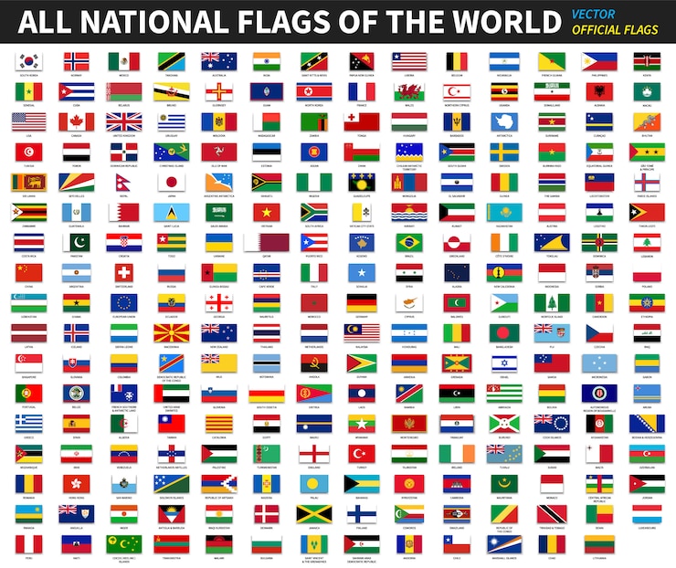 Vector todas las banderas nacionales oficiales del mundo