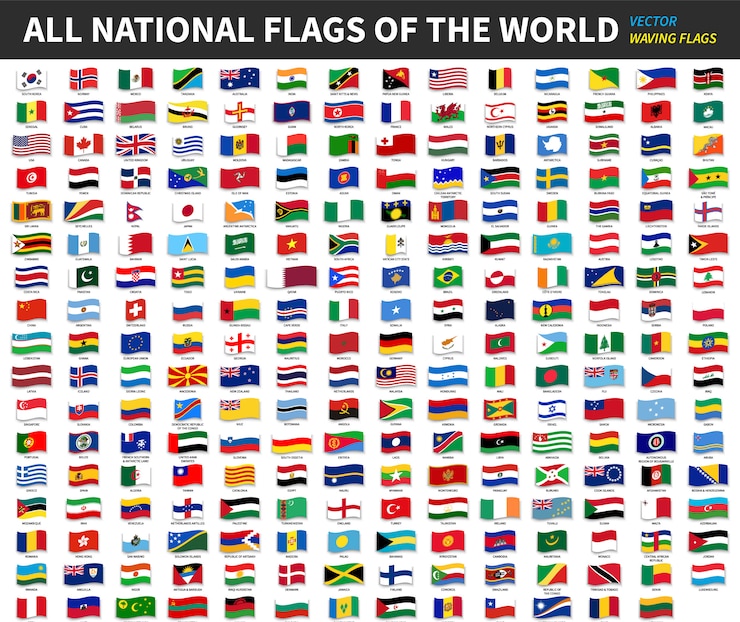 Vector todas las banderas nacionales oficiales del mundo.