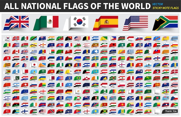 Vector todas las banderas nacionales oficiales del mundo.