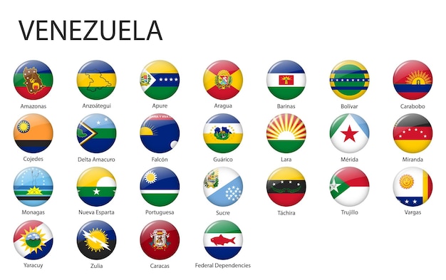 Vector todas las banderas de regiones de venezuela