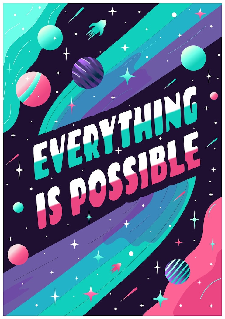 Vector todo es posible cartel motivacional plantilla vectorial lindo