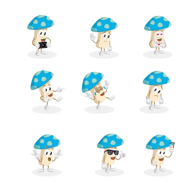 Todo listo la mascota del logotipo de Blue Mushroom