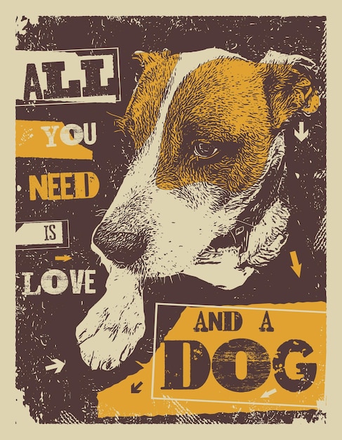Vector todo lo que necesitas es amor y un perro