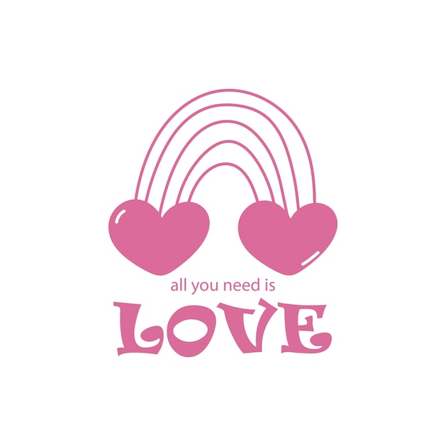 Todo lo que necesitas es amor Tarjeta sencilla de San Valentín con una tarjeta de san Valentín LGBT con arco iris