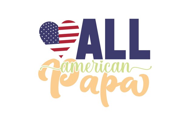 Todo el logo de papa americano con corazón y bandera americana.