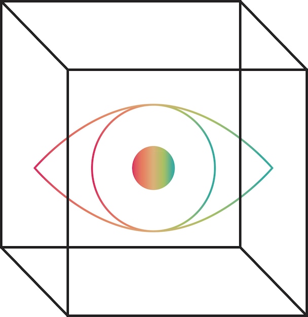 Todo el ojo que ve en el triángulo vector símbolo antiguo en estilo lineal moderno aislado en blanco