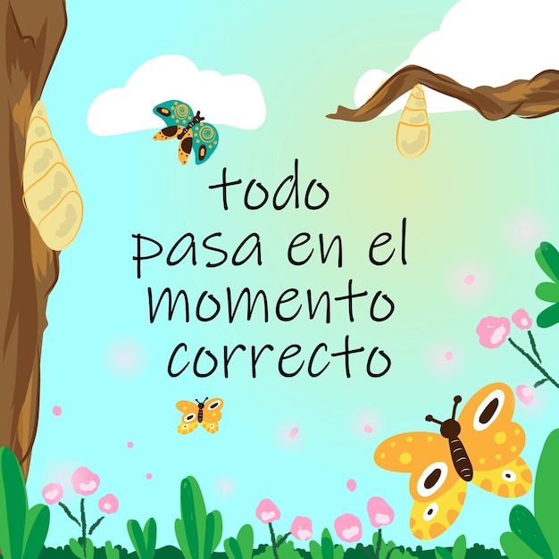 Vector todo pasa en el momento adecuado con la evolución de la mariposa.