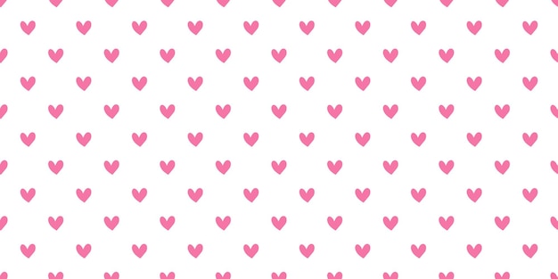 En todo el patrón de repetición vectorial sin costuras con corazones dibujados a mano de color rosa arrojados sobre blanco
