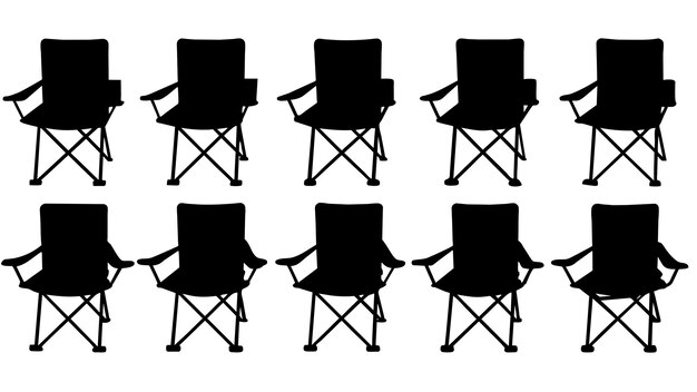 todo tipo de tipo diferente de conjunto de silhueta vectorial de silla de acampada 10