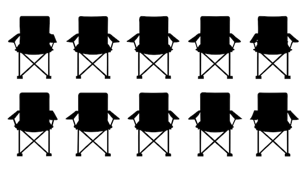 todo tipo de tipo diferente de conjunto de silhueta vectorial de silla de campamento 25