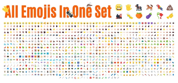 Vector todos los emoticonos en un conjunto grande de vectores emoji